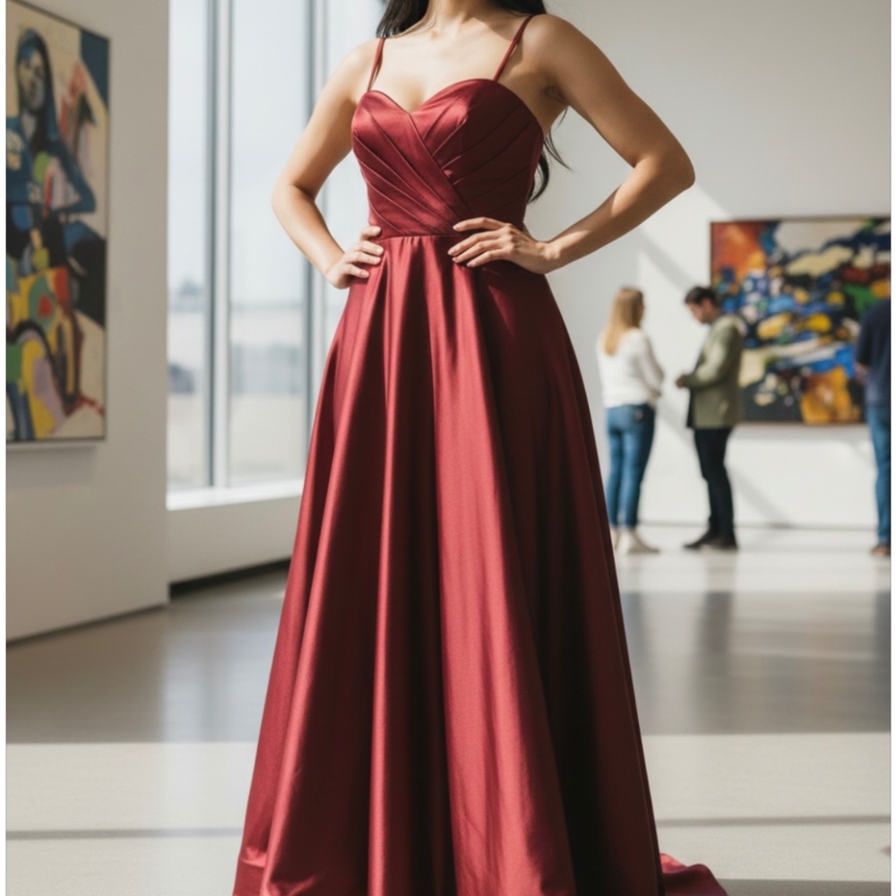 Holiday long dress in the color red